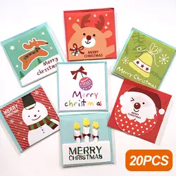 20pcs 7x7 cm веселые рождественские поздравительные открытки маленькие милые Мультяшные зимние праздники рождественские открытки спасибо