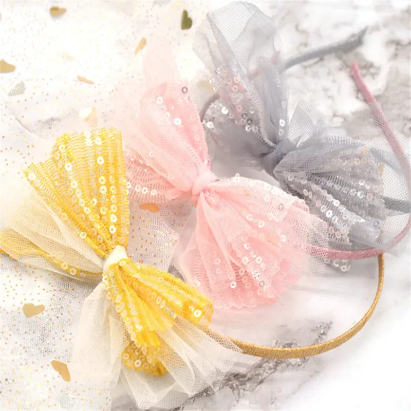 mixed hairbands 12 шт./лот, высокое качество, ручная работа, милый стиль, повязка на голову для принцессы, прекрасные блестки, марля, бант, Детская шпилька повязки на голову для девушек - Цвет: mixed hairbands