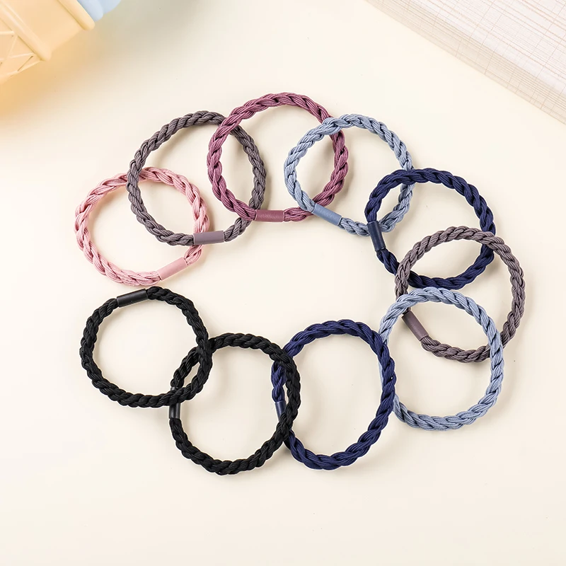 

10PCS/Twist thick hair rope fashion personality simple hair circle binding hair elastic and durable small fresh 10 rubber bands