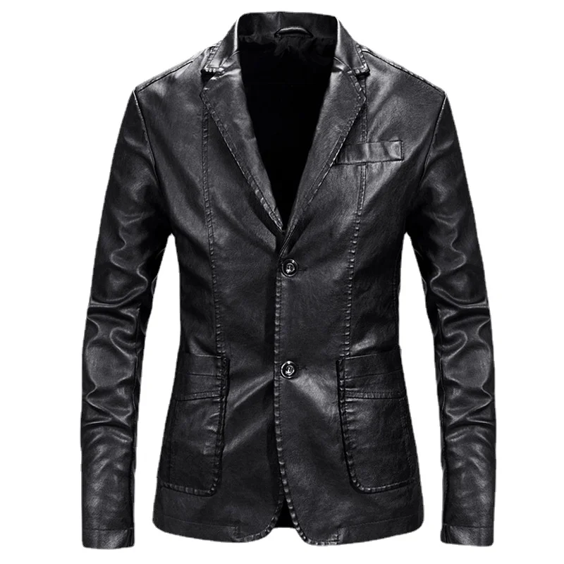 New Spring Classical Motorcycle oblique zipper Jackets Men Leather Jacket Natural Calf Skin Thick Slim Cowhide Moto Jacket S-5XL leather field jacket Casual Faux Leather