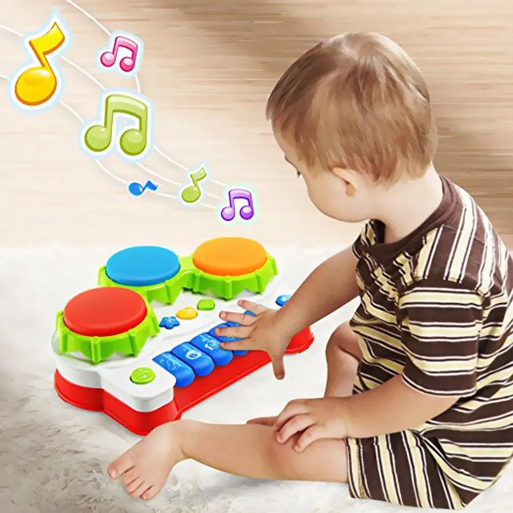 Электрический рояль ручной барабан два в одном музыка светящийся детский барабан детские барабаны музыкальные игрушки подарки малыш