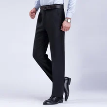 Осень и зима толстый раздел большой размер среднего возраста и пожилых мужчин брюки прямой костюм брюки черный темно-синий брюки мужчины 40