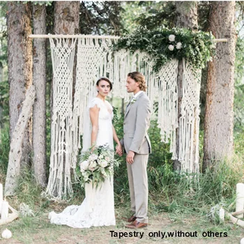

1.8*2m Bohemia Style Hand-woven Rope Handmade Wall Hanging Macrame Tapestry Curtain Wedding Home Backdrop Wall Craft