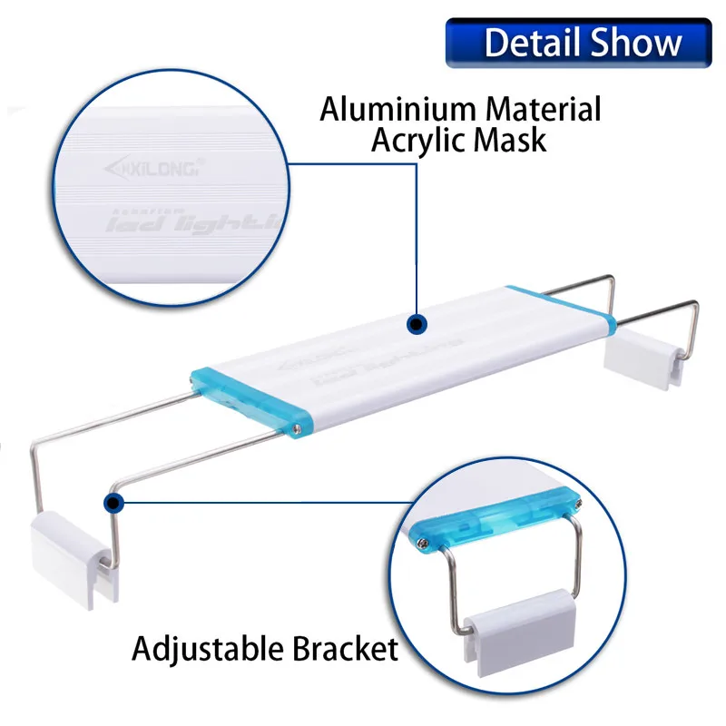 19-60 см светодиодный аквариумный освещение для аквариума панель с кронштейнами 5730SMD Blub синий+ белая лампа Регулируемый корпус из алюминиевого сплава AC220V