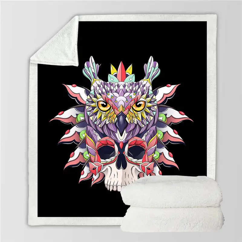 Skull17 BeddingOutlet, сахарное одеяло с черепом для кроватей, цветочные розы, тонкое одеяло, модное покрывало, 130x150 см, Флисовое одеяло - Цвет: Skull17