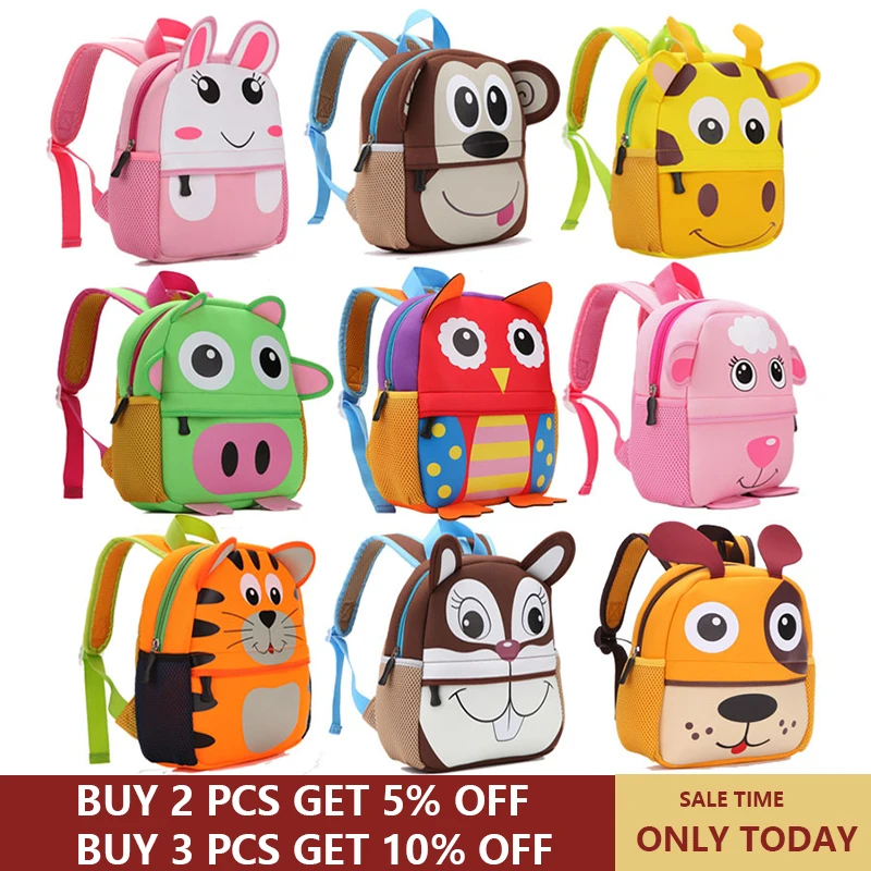 Boys Backpack School-Bags Kindergarten Animal Toddler Girl Neoprene Design Kids Children