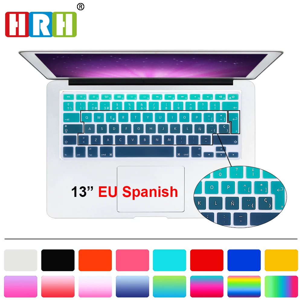 HRH UK/EU ESP Slim испанская Радужная Силиконовая накладка на клавиатуру с градиентом