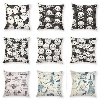 

Ghost Vintage Pattern Print Cushion Cover Linen Decorative for Sofa Seat Soft Throw Pillow Case Cover 45x45cm Home Decor