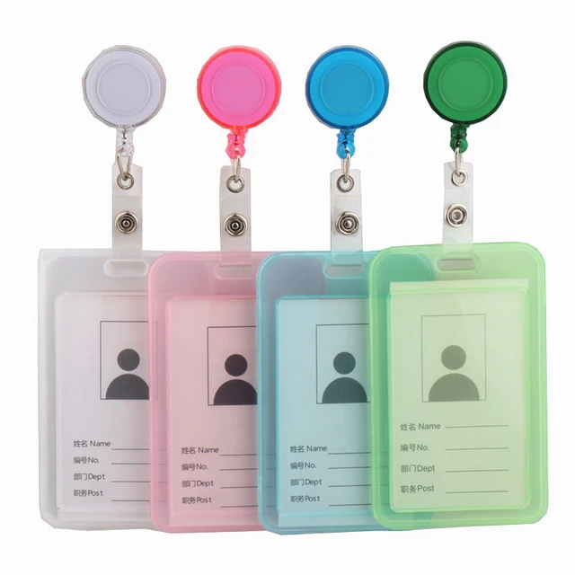 Retractable Badge Reel With Clear Card Cover - Plastic Id Holder