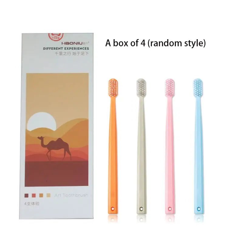 4Pcs/Set Minimalist Sweet Candy Color Soft Bristle Head Toothbrush Oral Hygiene Care Family Tooth Cleaning Tool With Storage Box