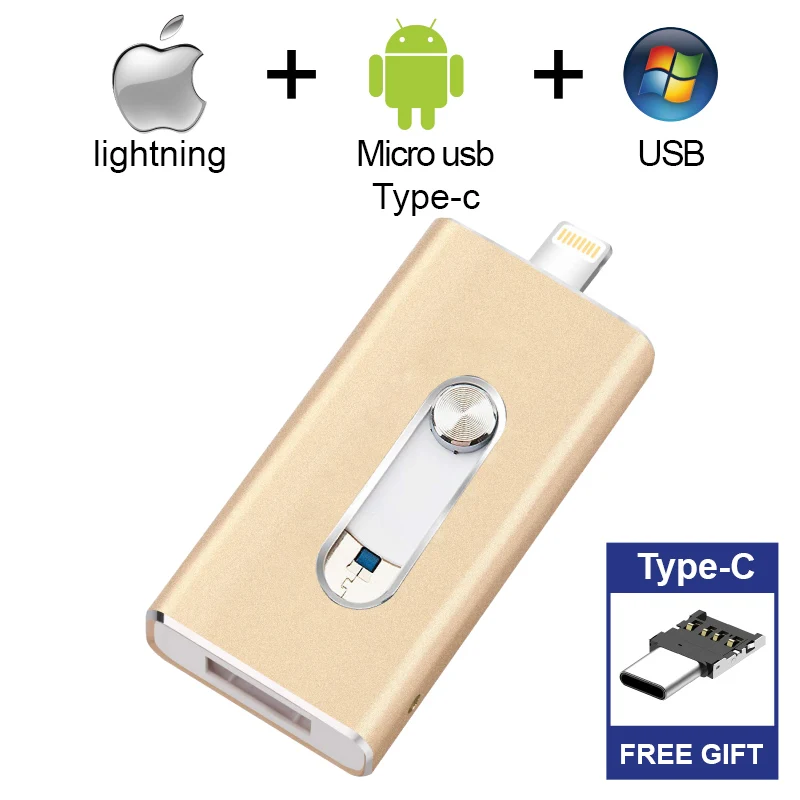Бесплатный Тип C адаптер OTG usb 3,0 для iphone 7 usb флэш-накопитель для ipad мини-накопитель 8 Гб 16 Гб 64 Гб 128 ГБ Флешка 32 Гб 256 ГБ