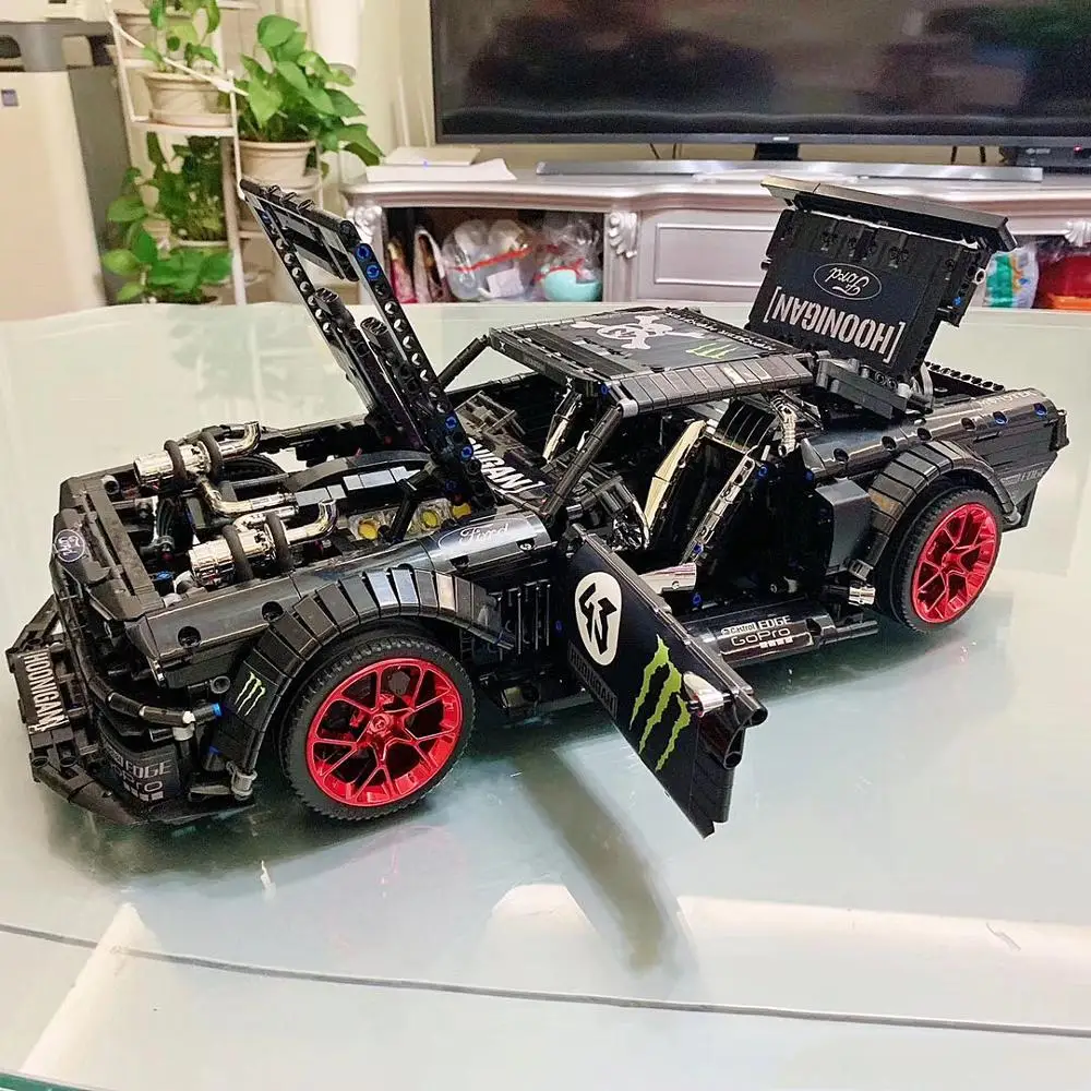 RC Ford Mustang Bricks Hoonicorn RTR V2 Technic Супер гоночный автомобиль с мотором строительные блоки светодиодный светильник детские игрушки подарки