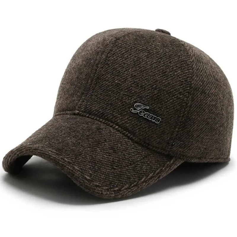 

Elderly Thermal Earmuffs Hat Snapback Cap Men's Winter Warm Baseball Caps Ear Protection Hats Adjustable Size Dad's Sports Cap