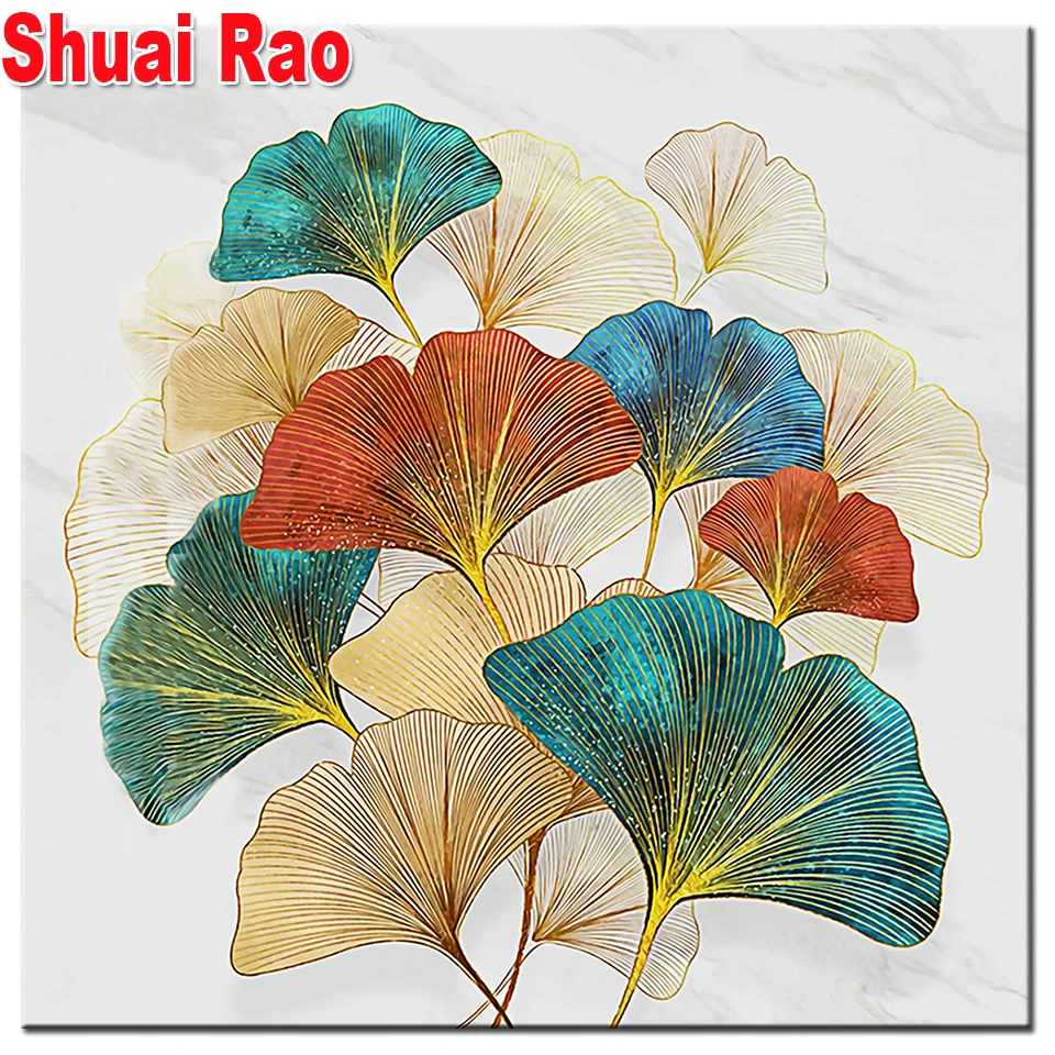 Luxury Ginkgo Biloba Diamond Painting,Full,Square,Round Diamond Ricamo Mosaic Art Diamond Diy Handwork Plant Series Puzzle,