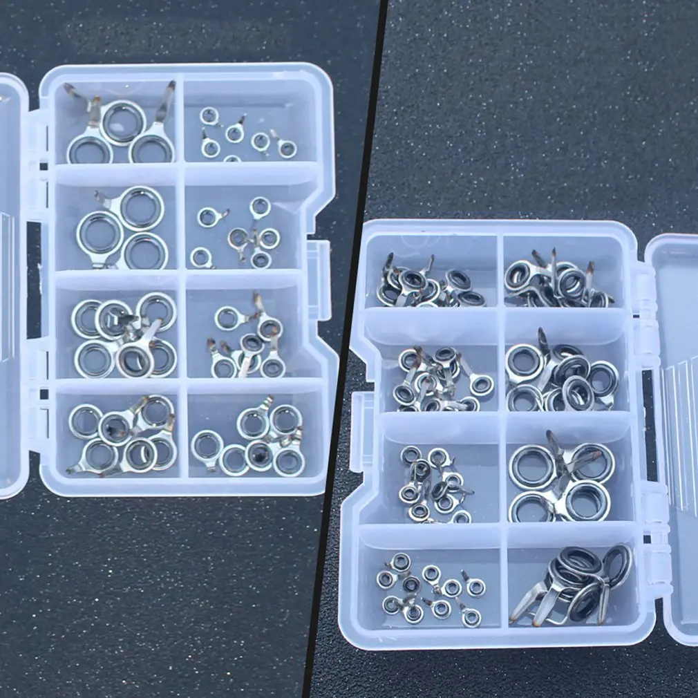 

1 Set Fishing Rod Guides Tips Repair Kit Stainless Steel Ceramic Rings Fishing Rod Guide with Case Fishing Tackle