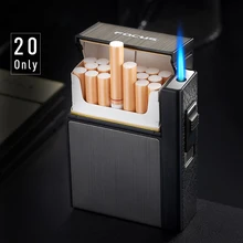 20 Pcs Turbo Fackel Leichter Zigarette Fall Box Automatische Abnehmbare Gas Leichter Kapazität Können Montieren Leichter Metall Für Männer Rauchen