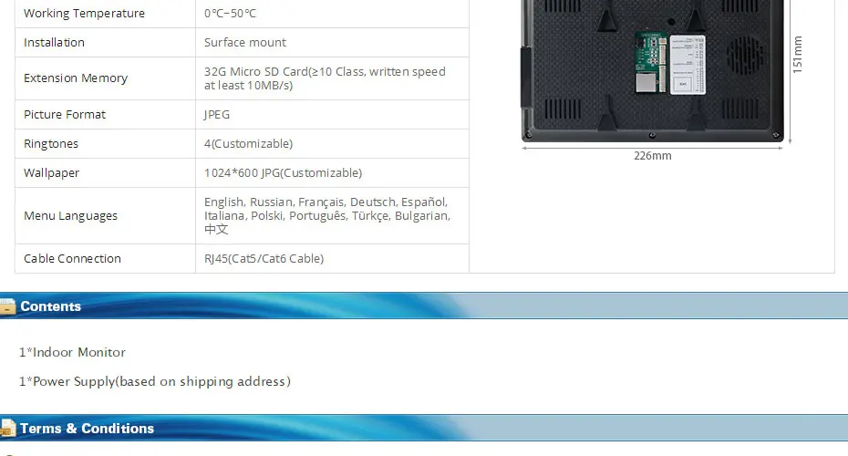 HOMSECUR BM717IP-S " видео домофон монитор сенсорный экран поверхностное крепление поддерживается для Wi-Fi IP видео домофон система