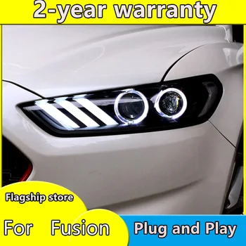 

tuning cars Headlight For Ford Mondeo Fusion 2013-2016 Headlights LED DRL Running lights Bi-Xenon Beam Fog lights angel eyes