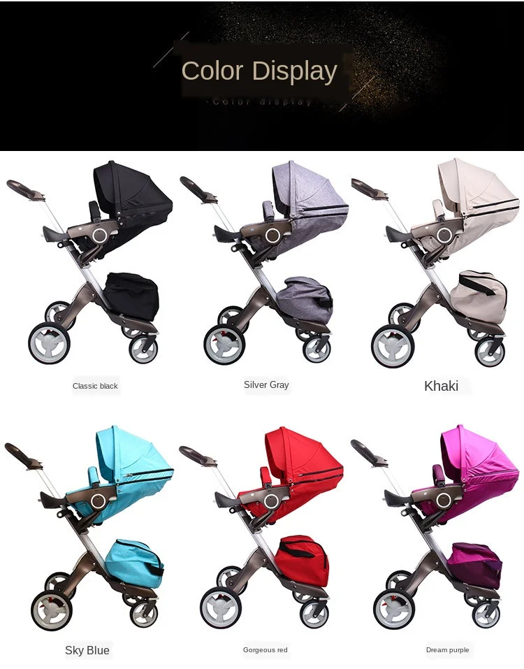 S High View Four Wheel Baby Stroller Can Sit and Lie In Luxurious Folding Two-way Shock Absorber for Children Baby Carriage