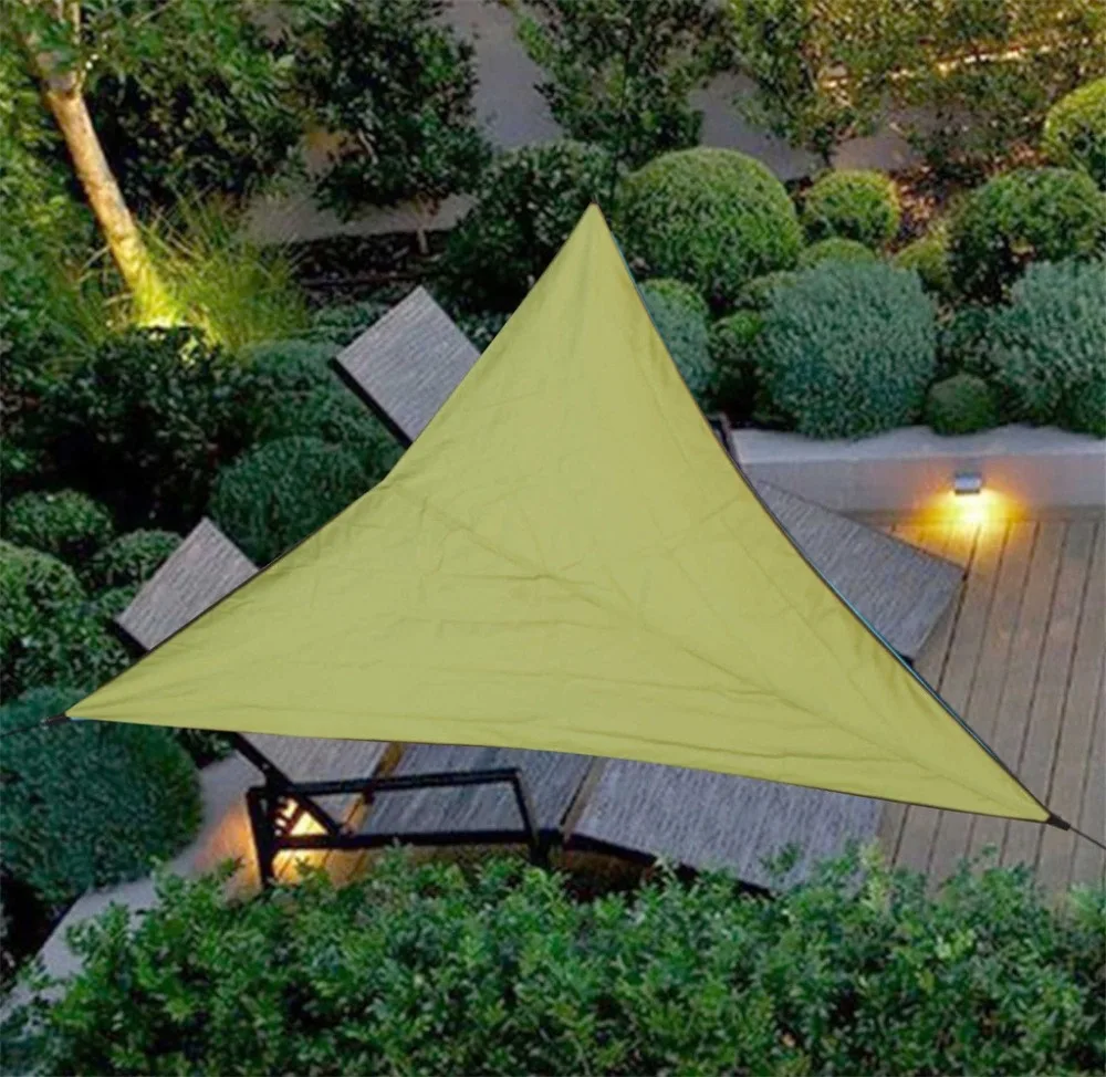 Outdoor waterproof sunscreen triangle canopy 3×3×3 M terrace garden beige sand triangle sunshade UV shade cloth 20N1 (11)