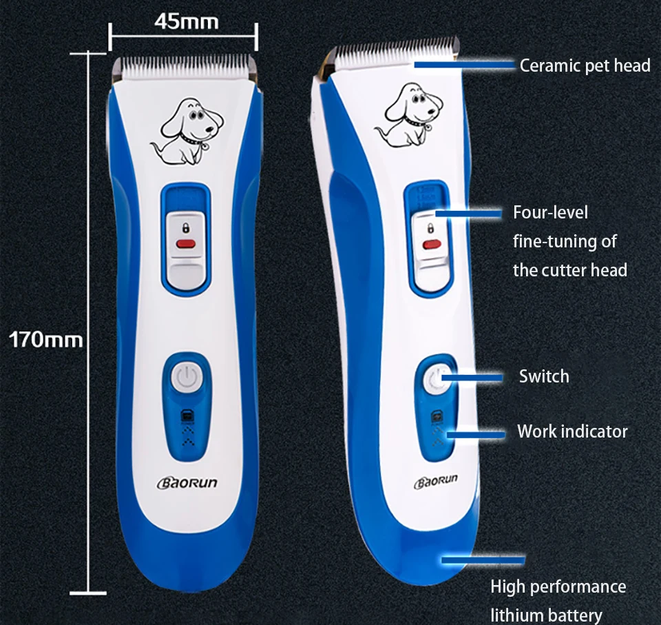 Electrical Pet Dog Hair Trimmers Waterproof Clippers Grooming Tool Rechargeable Cat Dog Professional Pet Grooming Clippers