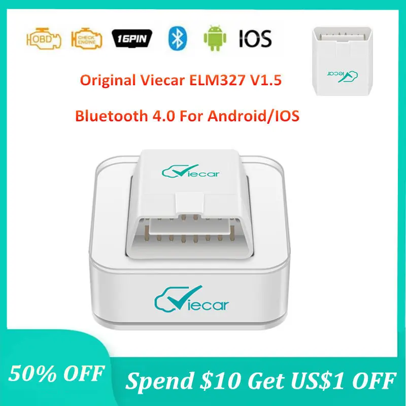 Автомобильный диагностический сканер Viecar Bluetooth 4 0 ELM327 V1.5 PIC18F25K80 ELM 327 OBD2 для Android/IOS |