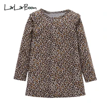 LarLarBoom/модное платье для девочек весенне-осенние детские платья с длинными рукавами и леопардовым принтом для девочек, детские вечерние платья с оборками
