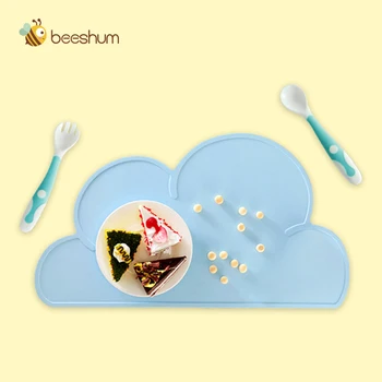 

Beeshum Silicone Tray Baby Waterproof Dish Plate Mat Kids Cloud Shaped Plate Pad Children Tableware Pads Set Baby Bowl Placemat