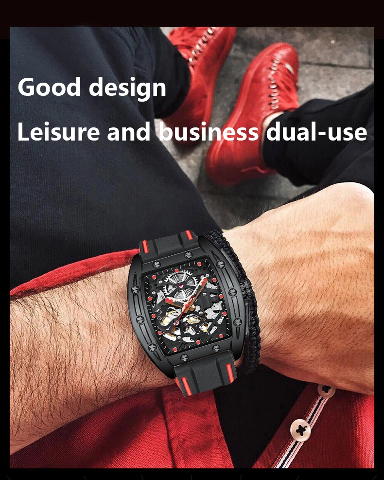 New AILANG Men's Automatic Mechanical Watch Fashion Business Skeleton Waterproof Top Luxury Watch