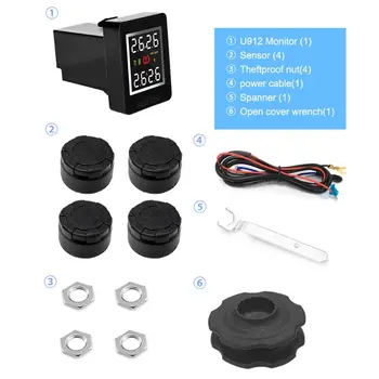 

U912 Car TPMS Tire Pressure Monitoring System LCD Display Auto tyre Alarm