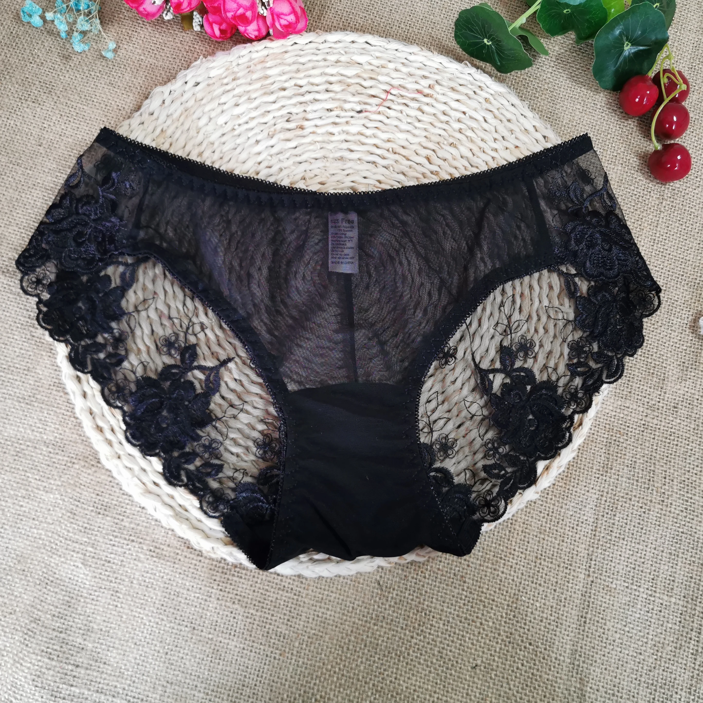 E284 Free Size Underwear Women Sexy Panties Lace Transparent Thongs For Sex Lingerie Nightwear - Panties