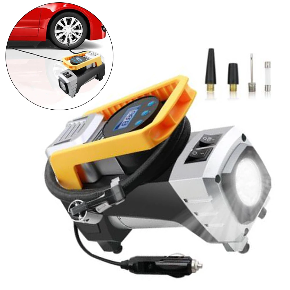 

Digital Tire Compressor Car Air Inflator Pump Hose Spray Nozzle Adapters 120W