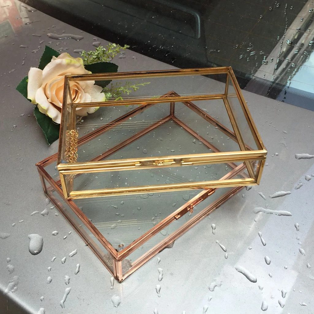 Glass House Terrarium Geometric Container Planter Wedding Card Box Candle Table Decor - 13 x 13 x 8cm