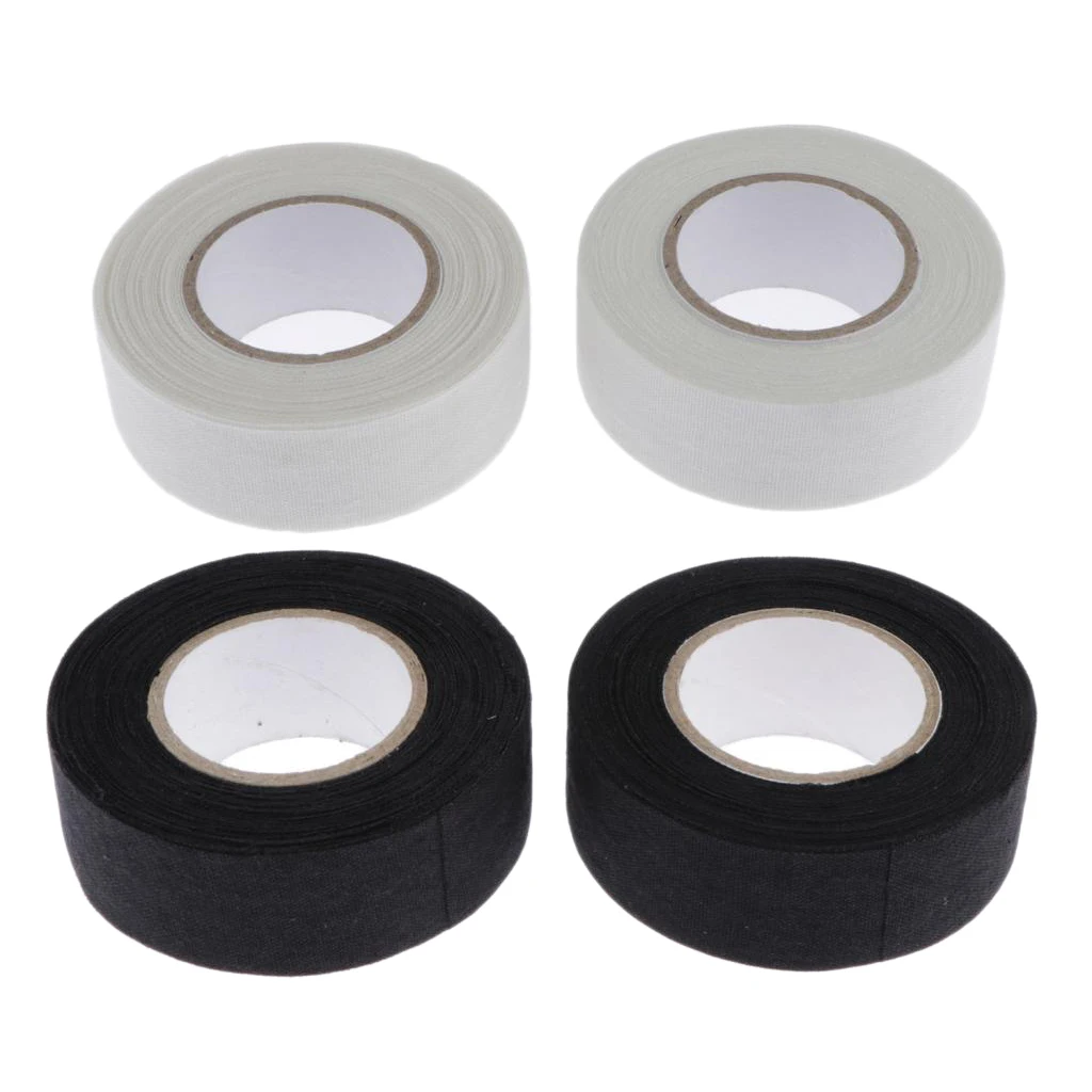 4 Rolls Premium Ice Hockey Stick Tape Cloth Grip Wrap White Black