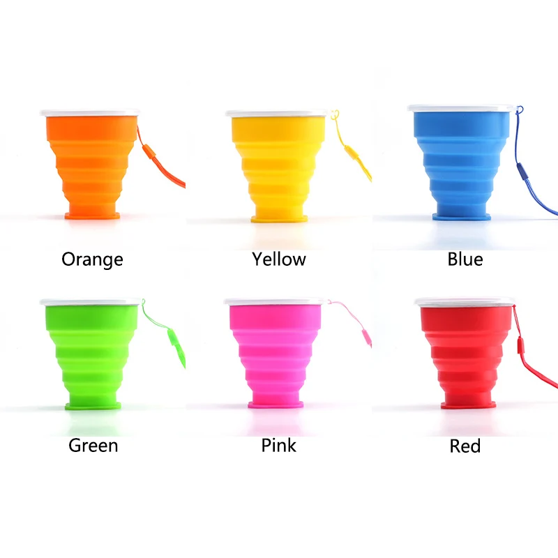 200ML Travel Cup Retractable Folding Water Cup Outdoor Sport Telescopic Stainless Steel Silicone Coffee Cups Camping Drinkware