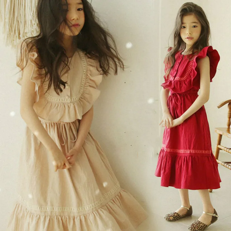 Brand 2020 New Girls Summer Dress Lotus Leaf Pure Cotton Baby Lace Children Princess Kids Dresses Parent-child #2791 | Детская одежда и