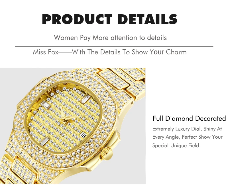 Relogio Masculino MISSFOX золотые наручные часы для мужчин Patek лучший бренд класса люкс золотые часы для мужчин часы багет алмаз мужские наручные часы