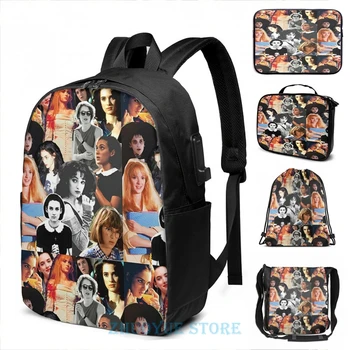 

Funny Graphic print Winona Ryder USB Charge Backpack men School bags Women bag Travel laptop bag