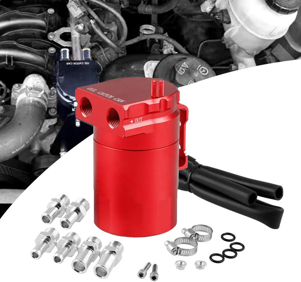 Universal 300ml Baffled Aluminum Oil Catch Can Reservoir Tank Car Reservoir Tank With Filter