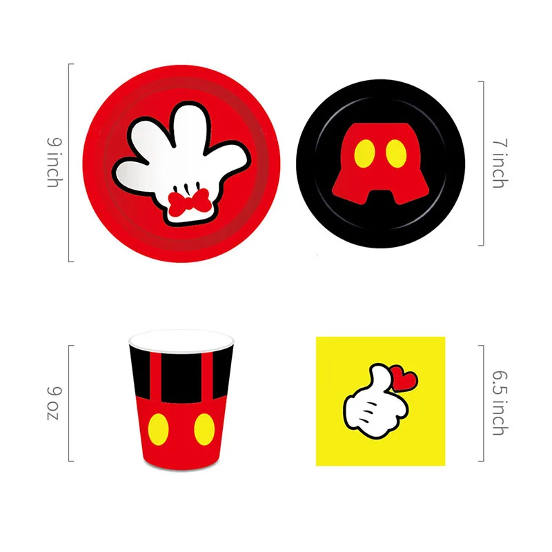 Mickey Mouse Party Baby Disposable Tableware Cup Cake Topper Ballon Boy and Girl Birthday Party Kids Party Supplie Color Decor