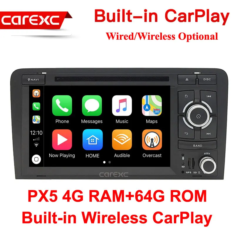 CarExc Android 9,0 с беспроводной CarPlay Радио Стерео dvd-плеер gps для Audi A3 8P 2003-2012 S3 8P 2006-2012 RS3 Sportback 2011 - Цвет: PX5 64G ROM