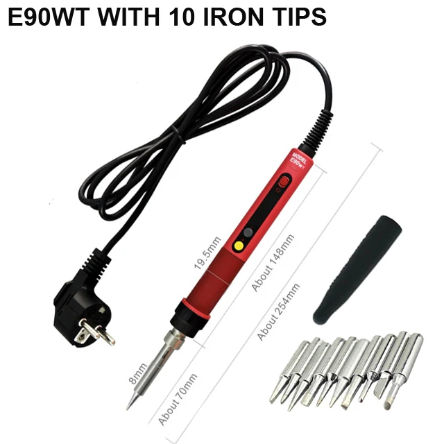 Free Shipping CXG E60w/90w/110w LCD Temperature Digital LED Adjustable Electric Soldering Iron EU Plug +10pcs Weld Tips+Cover soldering irons & stations Welding Equipment