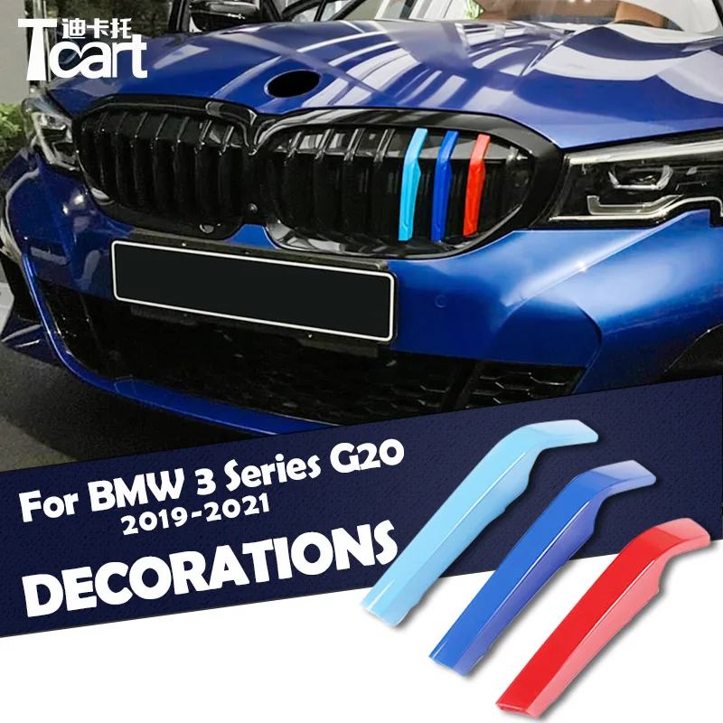 

Tcart 3D M Car Front Grille Trim Strips Grill Cover Sticker for BMW new 3 Series G20 2019 2020 2021 accessories