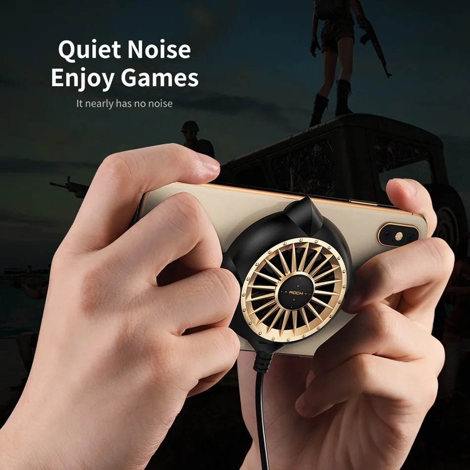 ROCK Mobile Phone Cooler Cellphone Gaming Cooling Fan with Suction Cup for iPhone Samsung Portable Mobile Heat Sink Cooler Fan