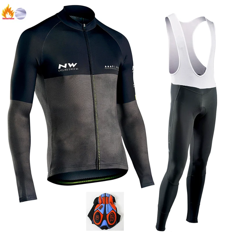 Ropa ciclismo теплая Зимняя Теплая Флисовая велосипедная одежда, мужская Трикотажная одежда, костюм для езды на велосипеде, MTB Одежда, комбинезон, комплект - Цвет: Winter Cycling Suit