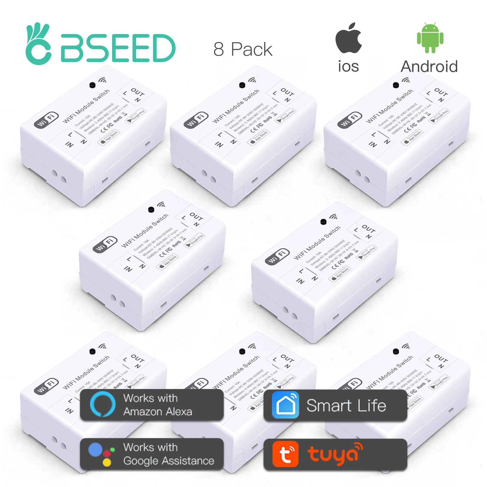 Модуль переключателя BSEED Wifi Google Aleax Smart DIY беспроводной переключатель приложение