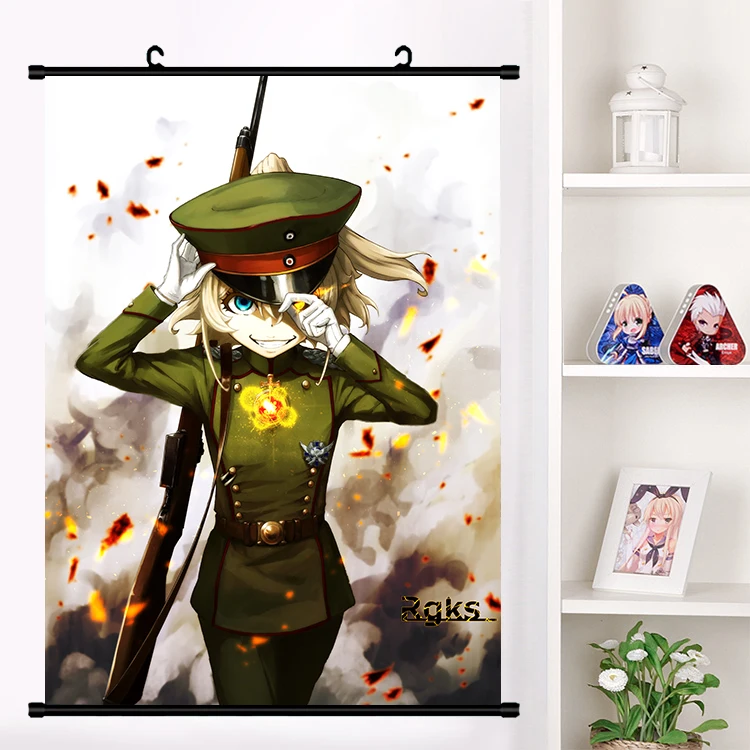 Аниме Youjo Senki Сага о Таню зло Tanya Degurechaff прокрутки плакат Настенные подвесные