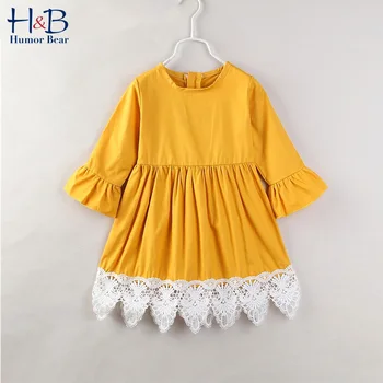 

Humor Bear 2020 Brand New Spring Autumn Girls Dress Clothes Stitching Lace Long Sleeves Princess Party Dress Children Clothing