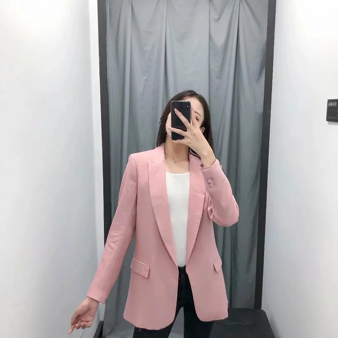 AliExpress стиль западный стиль Повседневный приталенный с карманом с длинным рукавом Женский костюм пальто