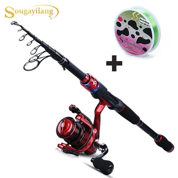 

Sougayilang 1.8-2.4m Fishing Rod Spinning Fishing Combo Portable Carbon Telescopic Fish Rod with 13+1BB Fishing Reel Travel Set